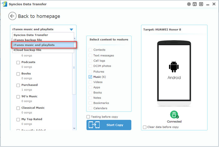 sync itunes music to android