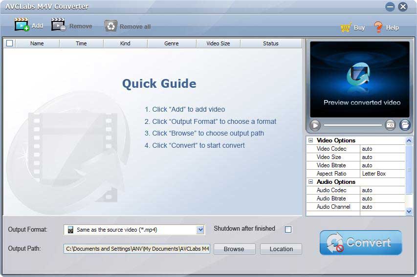 convert file from m4v to .mov convert file from m4v to .mov