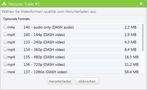 Videoformat auswählen