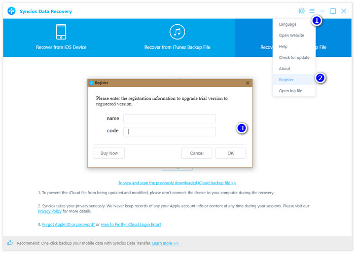 register syncios data recovery windows version