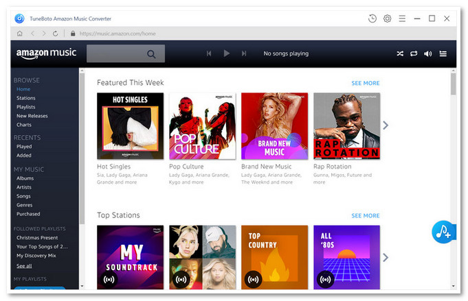 TuneBoto Amazon Music Converter main interface