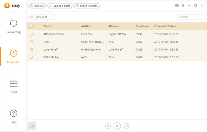 Converted spotify music
