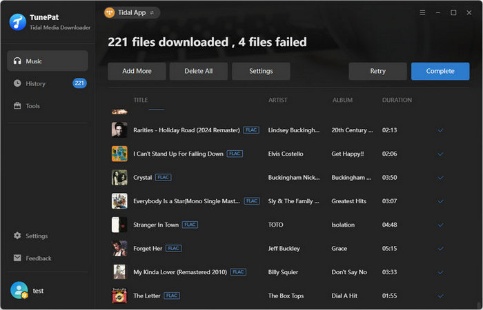 225-track Tidal playlist selected for download performance testing