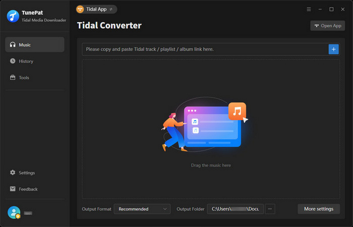 TunePat Tidal Media Downloader Interface