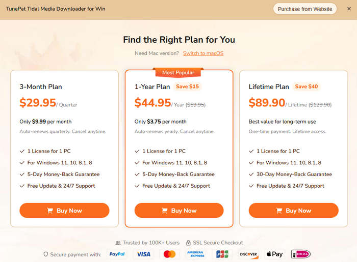 TunePat Tidal Media Downloader Price