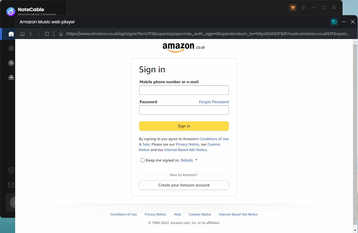 log in amazon