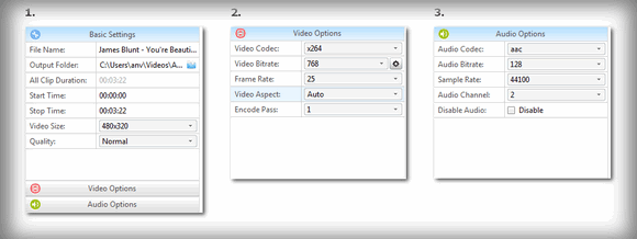 Preset specifications for Customized AVI Movie(*.avi)