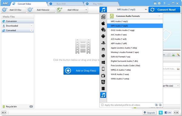 Choose video output format for movies