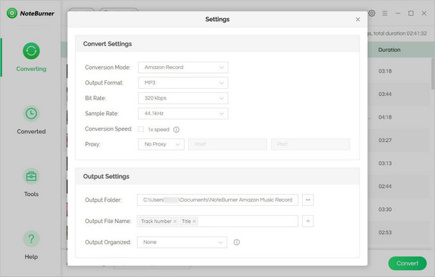 Customize output settings